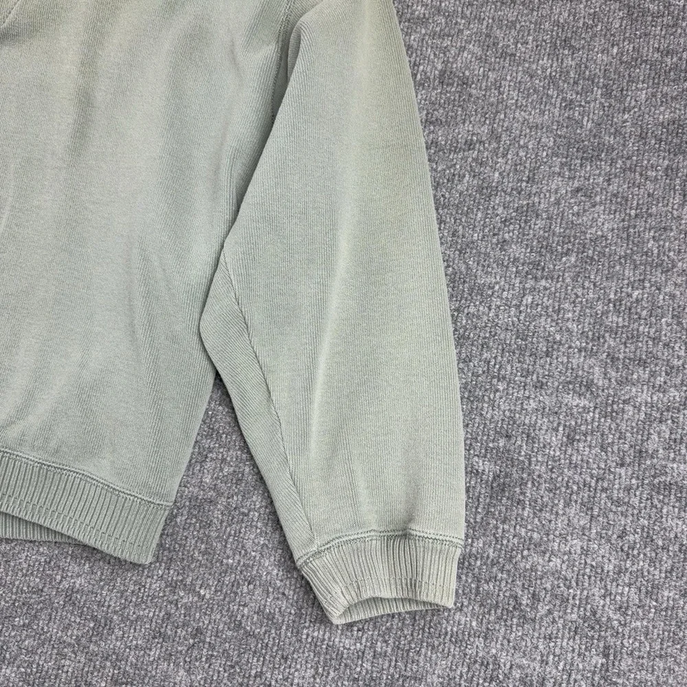 Tommy Bahama Sweater Mens Medium Green 1/4 Zip Mock Neck Cotton Knit Pullover